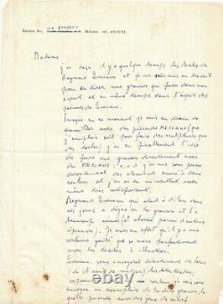 Enrico Baj Autograph Letter Signed Engraving Mecano Queneau Collaboration