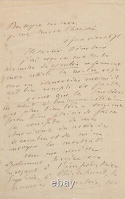 Ernest Feydeau Signed Autograph Letter To Tarbé Des Sablon Guerre 1870