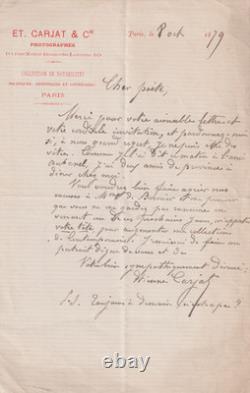 Étienne CARJAT Autograph letter signed to Henri de Bornier