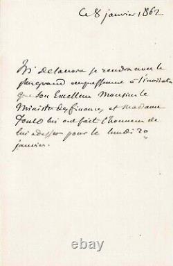 Eugène DELACROIX Signed Autograph Letter. Minister Fould's Invitation