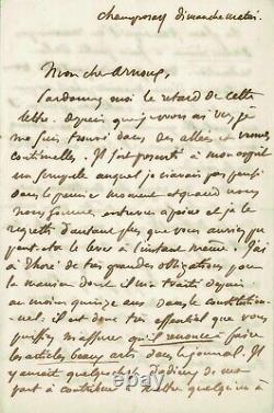 Eugène Delacroix Signed Autograph Letter To His Friend Arnoux On Fine Arts