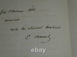 Eugène Michel CHEVREUL, Chemist SIGNED AUTOGRAPH LETTER Paris 1860, 2 PAGES