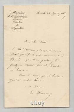 Eugène TISSERAND Signed autograph letter Funeral of Henri TRESCA 1885