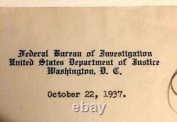 Fbi Certified 1937 Autograph Letter Signed By J. E. Hoover, Fbi Director