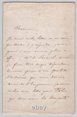 Félix Baciocchi Autograph letter signed Imperial audience, Compiègne