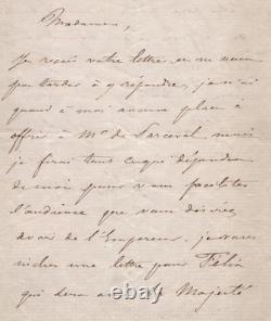 Félix Baciocchi Autograph letter signed Imperial audience, Compiègne