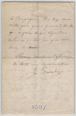 Félix Baciocchi Autograph letter signed Imperial audience, Compiègne