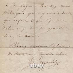 Félix Baciocchi Autograph letter signed Imperial audience, Compiègne