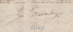 Félix Baciocchi Autograph letter signed Imperial audience, Compiègne
