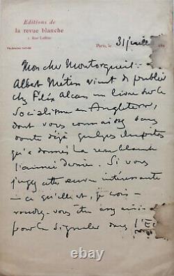 Felix Fénéon Autograph Letter Signed On Socialism In England (1897)