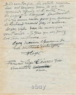 Fernand Leger Signed Autograph Letter On André De Richaud In Difficulty