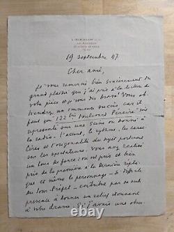 Francis Carco Handwritten Signed Autograph Letter Signed Letter 1947