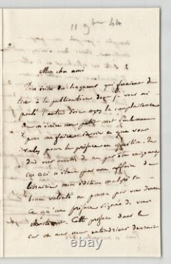 François Bazin, signed autograph letter to Francis WEY, preface, 3 pages