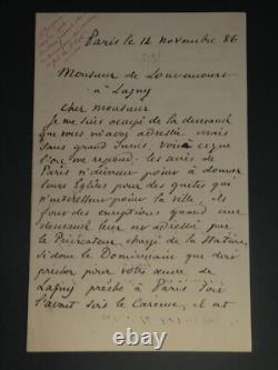 François JACQMIN - SIGNED AUTOGRAPH LETTER Works of Lagny - 1886 2 pages