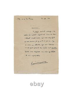 François Mauriac / Signed Autograph Letter / Flesh and Blood / Novel / 1920