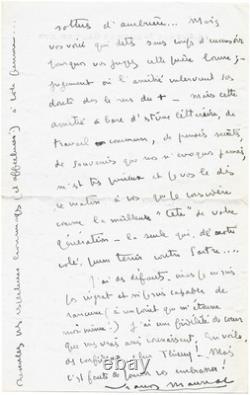 François Mauriac / Signed autograph letter / Sartre / Theater / Critique / 1937