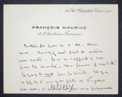 François Mauriac, Writer Carte-lettre Autography Signed