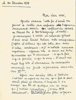François Mitterrand / Autograph Letter Signed Youth. 1938