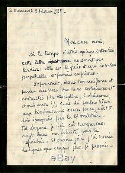 François Mitterrand / Rare Autograph Letter Signed By Youth. 1938