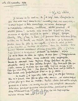 François Mitterrand Signed Autograph Letter To His Lover. November 1938
