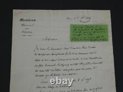 François Sauvo autograph letter signed, Moniteur Universel, 1839