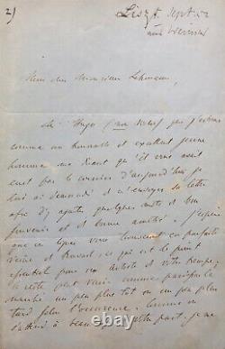Franz Liszt Autographed Letter Signed to Painter Henri Lehmann / Goethe