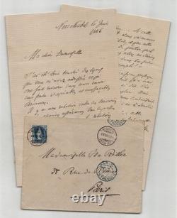 Frédéric Godet Long letter autograph signed to Mlle Risler 6 pages 1886
