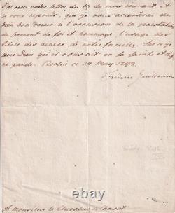 Frederick William III, King of Prussia. Original signed letter from 1798