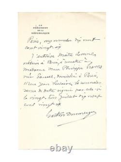 Gaston DOUMERGUE / 2 signed autograph letters / Mistress / Elysée / Marriage