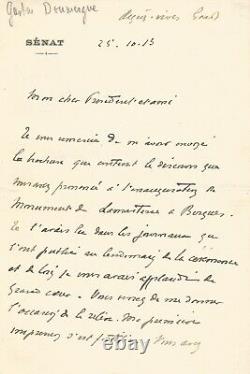 Gaston Doumergue Autograph Letter Signed About The Lamartine Monument