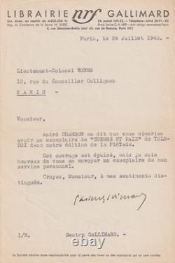 Gaston GALLIMARD Signed Autograph Letter Tolstoy Pléiade Library