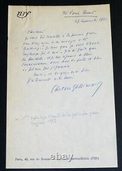 Gaston Gallimard Letter Autograph Signee A Paul Eluard Anthology Poet 1951