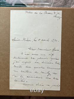 General Boulanger, autographed signed letter 1890