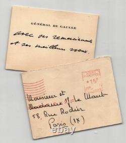 General de Gaulle Autographed Letter Card Thanks & Best Wishes