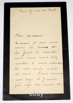 Geneviève Mallarmé Friendly Autographed Letter of Mourning