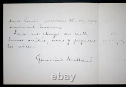Geneviève Mallarmé Letter Autography Signed In Catulle Mendes