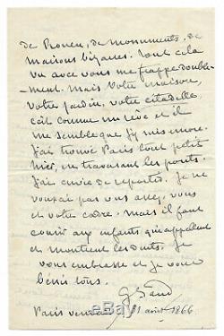 George Sand / Autograph Letter Signed Gustave Flaubert / Visit To Croisset