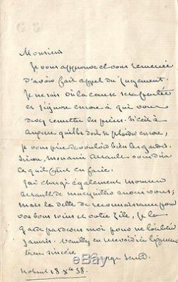 George Sand Autograph Letter Signed To E. Cabasson. 1858. The Breuillard Case