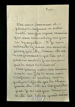 George Sand Belle Letter Autograph Signee En-tete A Ses Initials 2 Pages