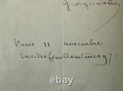 George Sand Belle Letter Autograph Signee En-tete A Ses Initials 2 Pages