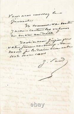 George Sand Signed Autograph Letter. The Berry And The Mare To The Devil. 1847