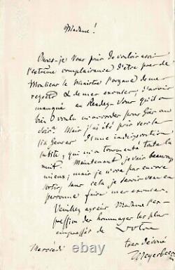 Giacomo Meyerbeer Signed Autograph Letter. His Missing Rdv At The Minister's