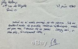 Gilles Deleuze Handwritten Letter Signed By Michel Bulteau