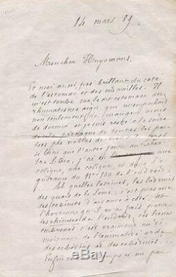 Goncourt Letter Autograph Signed To J. K. Huysmans From 18 March 1889