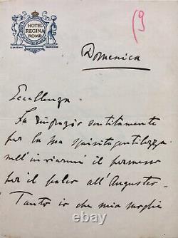 Guglielmo Marconi Autographed Letter Mentioning a Concert by Debussy