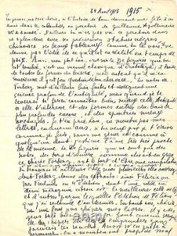 Guillaume Apollinaire Autographed Letter Signed to Lou. Erotic Letter. 1915