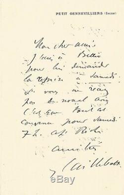 Gustave Caillebotte Autograph Letter Signed By Claude Monet