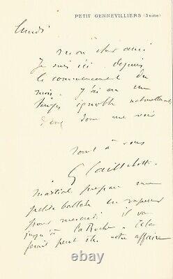 Gustave Caillebotte Signed Autograph Letter To Claude Monet