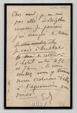Gustave Doré Signed handwritten letter: missed train and dinner at the Aquarium, 19th century