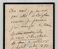 Gustave Doré Signed handwritten letter: missed train and dinner at the Aquarium, 19th century